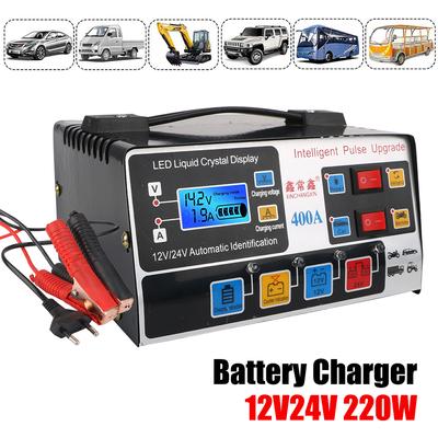 Für SUV Lkw Boot Motorrad Puls Reparatur Auto Batterie Ladegerät Voll Automatische LCD Display 12V/24V 220W EU Stecker