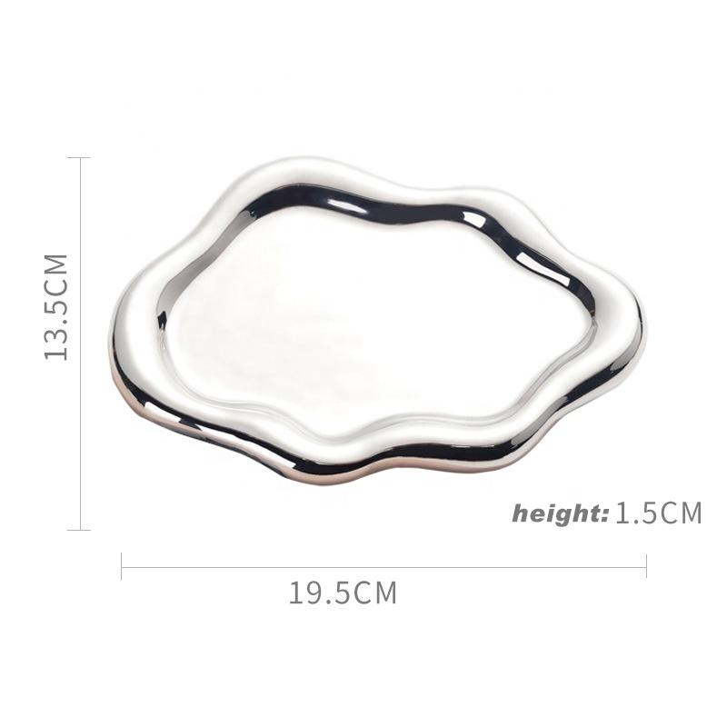 Versilbertes Keramiktablett Internetberühmte Foto-Requisiten Keramik Schmuckornamente Aufbewahrungs-Präsentationstablett