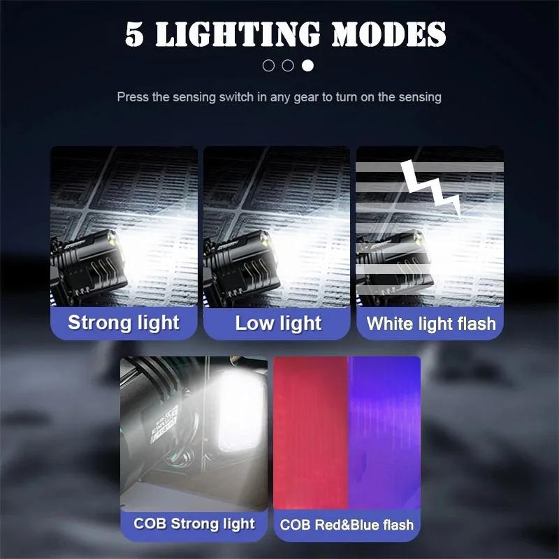 1200mAh Powerful LED Headlamp Motion Sensor Headlight 18650 Rechargeable COB Head Flashlights High Power Head Lamp Fishing Headlight