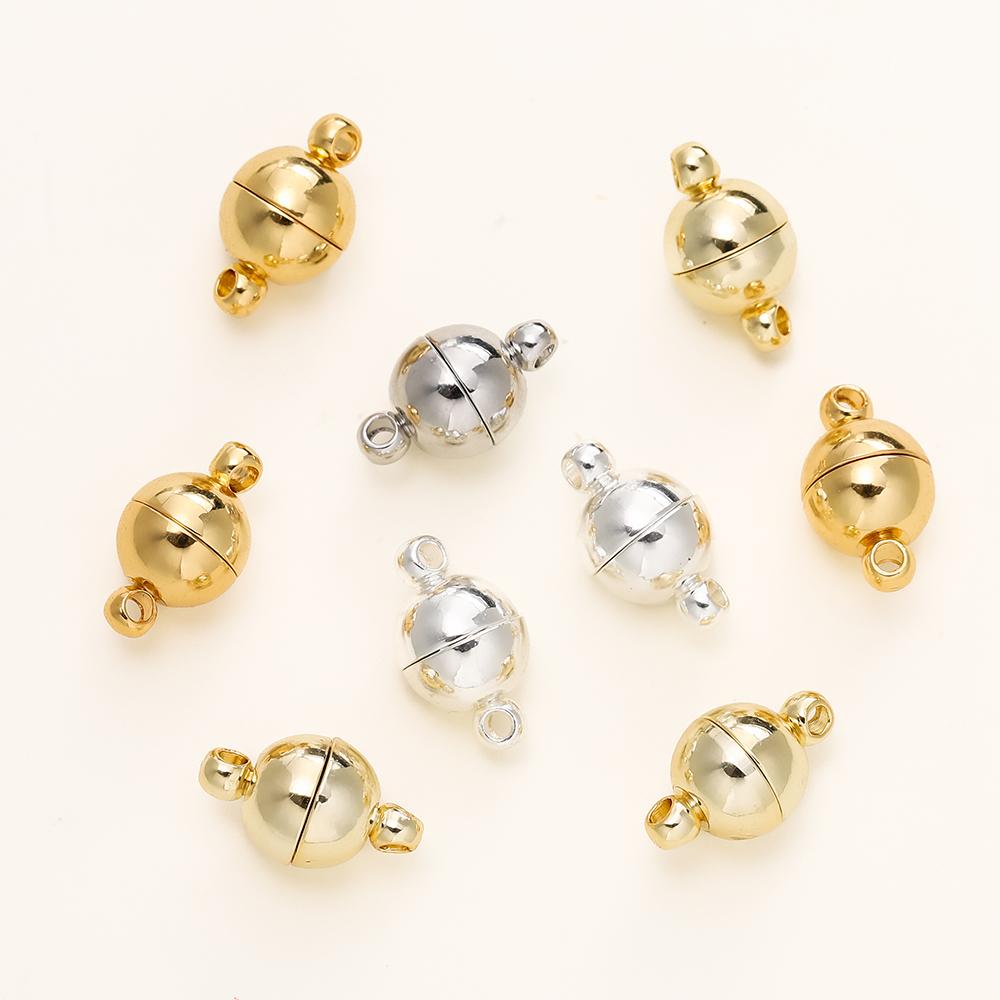 4/6pcs/pack 8*14MM 14K/18K Gold Plated Brass Magnetic Bracelet Clasp Beads for Handmade DIY Jewelry Making Accessories