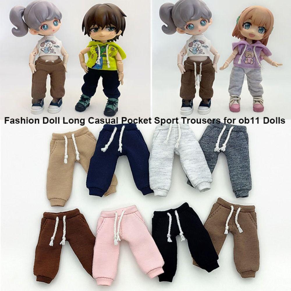 Doll Fashion Long Pocket Sport Trousers Pants Clothes For Ob11 Obitsu11 1/12 Bjd Dolls Accessories Doll Leisure Rope Clothes