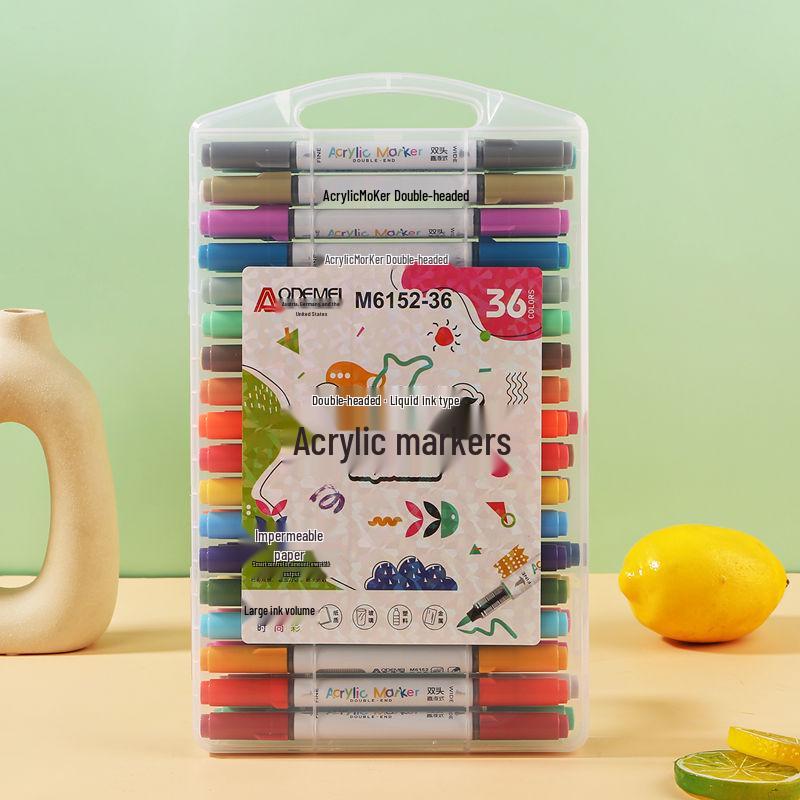36-Color Double-Ended Acrylic Marker Set - Large Capacity, Multi-Color for DIY & Student Drawing.