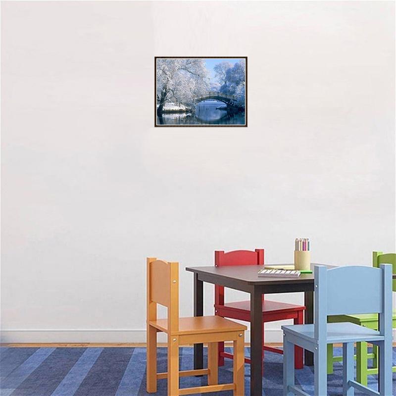 5D Diamond Painting Snow Scenery Bridge Full Round Rhinestone Picture Diamond Embroidery
