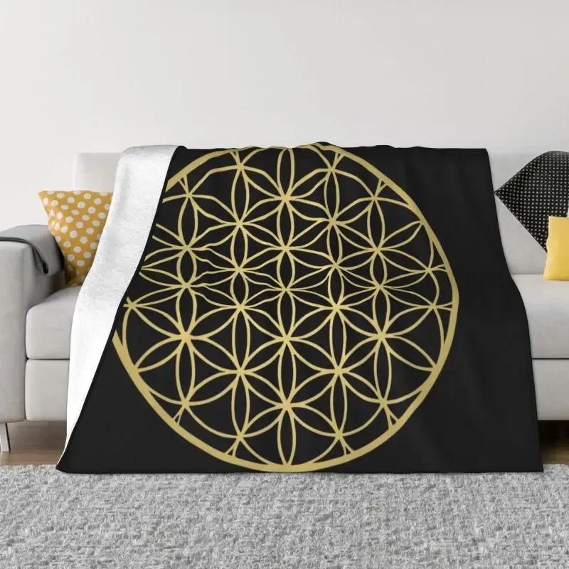 Flower Of Life Sacred Geometry Blanket Flannel Fleece Geometric Pattern Mandala Throw Blankets for Travel Bedding Couch Quilt