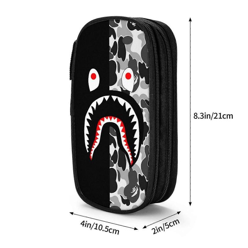 Bape Shark Camo Federmäppchen mit großer Kapazität, Federtasche mit großem Stauraum, Stiftemappe mit Reißverschluss, Federmäppchen für Schule, Hochschule, Student, Bürobedarf