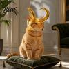 Cat Photo Props Horn Crown Helmet Golden Headpiece with Ear Holes Lightweight Hat Pet Funny Cosplay Helmet for Halloween Theme Parties Small