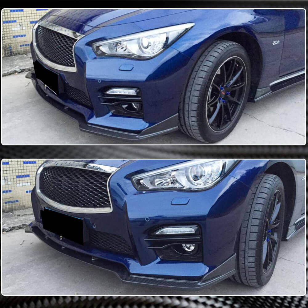 Накладка на передний бампер Lip V2 (для Q50 Sport 2014-2017, Карбон) для Infiniti Q50/Q60