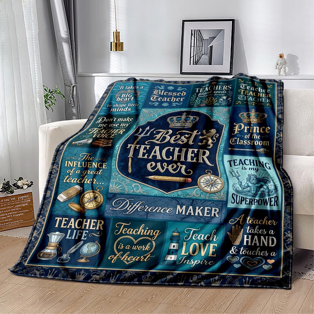 Teacher Appreciation Quotes Blanket Soft Warm Cozy Suitable for Chair Sofa Seaside for All Occasions Digital Print Birthday Christmas Gift Blanket