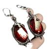 Gothic Sliver Color Geometric Oval Relief Bloody Meat Cutting Knife Dangle Earrings for Women Halloween Demon Style Jewelry