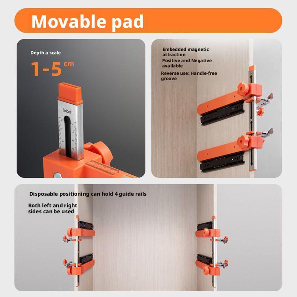 Drawer Rail Installation Tool - Adjustable Wardrobe Cabinet Positioning Assistant. Quick Fixing Punching Splicing Tool.
