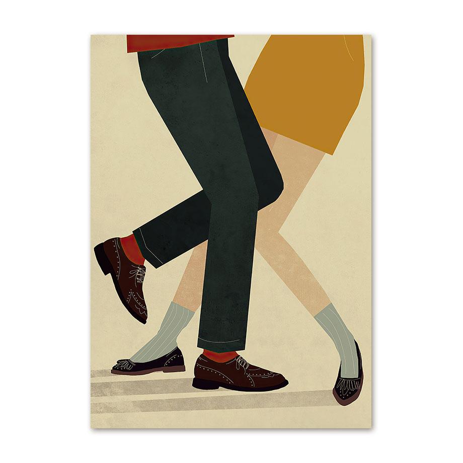 Dancing Couple Illustration Card Northern Soul Girl Wall Art Canvas Painting Nordic Posters Prints Pictures Living Room Decor
