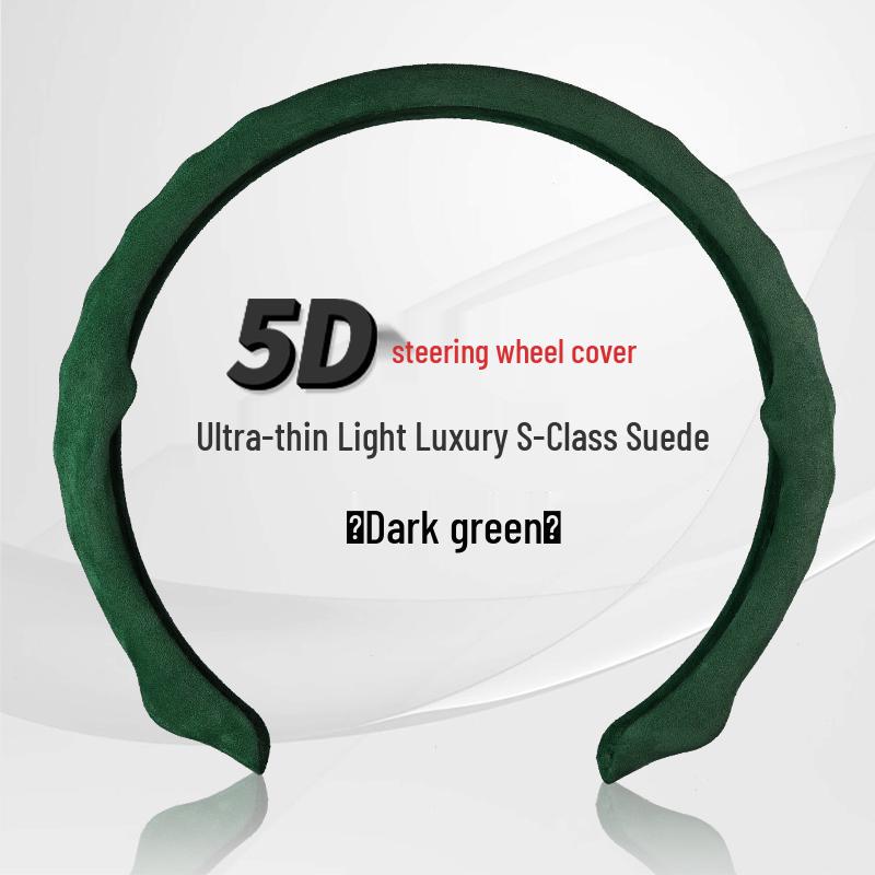 Universal 5D Suede & Nappa Leather Steering Wheel Cover - Anti-Slip, All-Season Protection