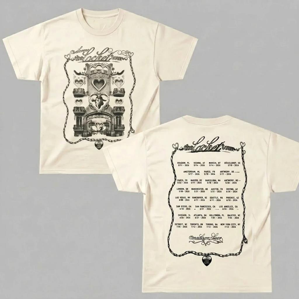 Madison Beer Locket Tour 2026 Vintage Graphic Two Sided T-Shirt