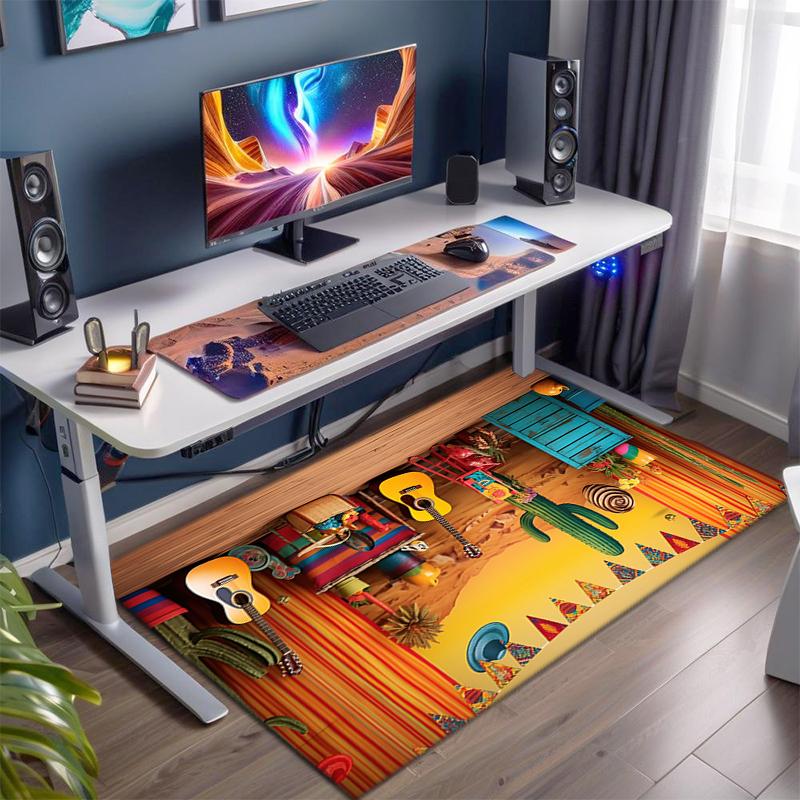 1Pc Musical Elements Printed Circular Carpet, Home Door Mat, Outdoor Travel Protection Carpet A8