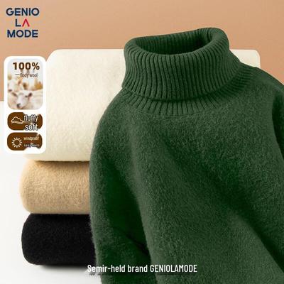 GENIOLAMODE Men's Winter Fleece Lined Turtleneck Sweater