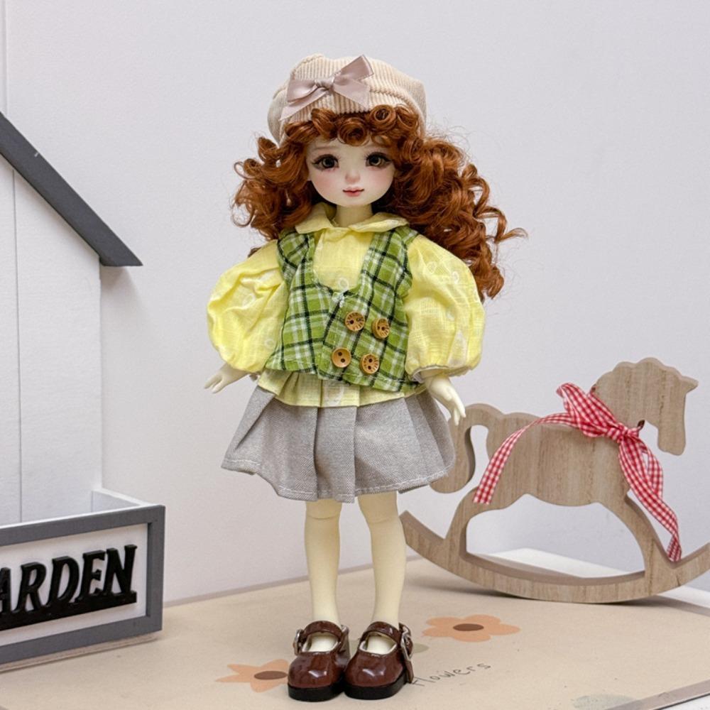 Cute Fashion 1/6 Bjd Doll Outfit With Hat Pretty 30Cm Doll Clothes Casual Set Casual Doll Dress Set Girls Toy Gifts