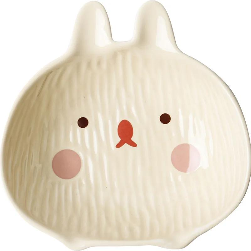 Korean Style Ceramic Household Tableware,Cute Rabbit Dish,Dim Sum Dish,Rice Bowl,Fruit Bowl,Salad Flavor Dish,Specialty Plates