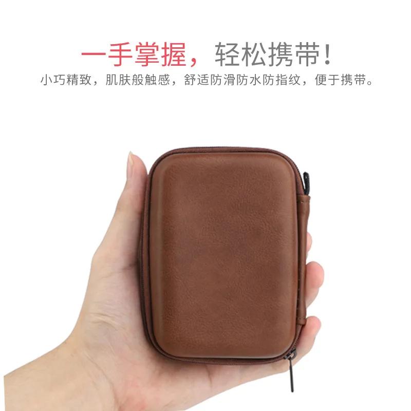 Portable USB Data Cable Organizer Leather Earphone Storage Leather Bag Headphone Case Cover Protector Mini Zipper Hard Pouch Box
