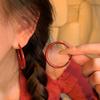 Ankola Red Pigment Ring Earrings Femininity Internet Celebrity Earrings European and American Exaggerated Personality Ears