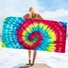 Vibrant Colorful Tie-Dye Beach Towel, Retro Hippie Style Quick-Dry Sand-Free Microfiber Bath Towels for Yoga, Swim and Camping