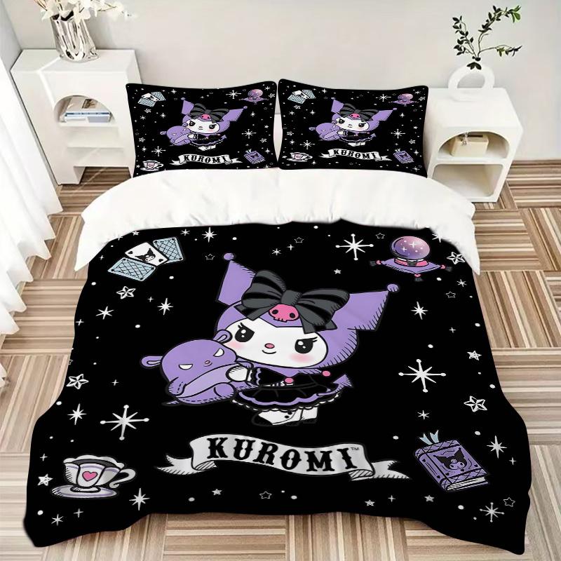 3pcs Cute Kuromi's Enchanted Night Quilt Cover Set - Soft and Cozy Bedroom, Guest Room and Dorm Decorative Bedding 3-Piece Set 1 Quilt Cover + 2