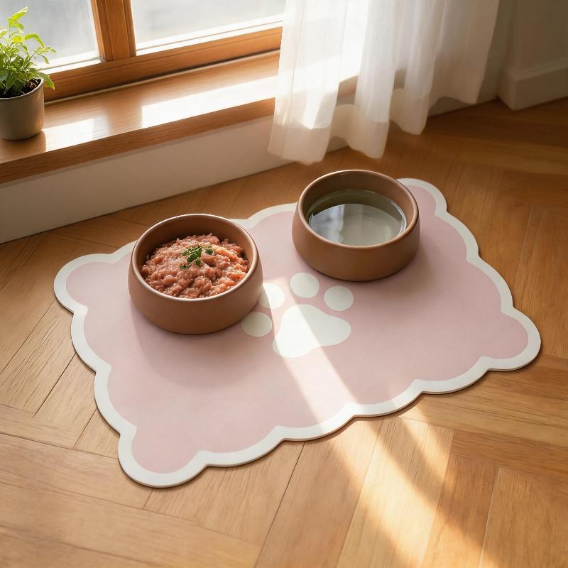 Waterproof Non Slip Pet Feeding Mat Absorbent Wavy Edge Easy Clean Pad for Cats Puppy Pet Feeding Supplies