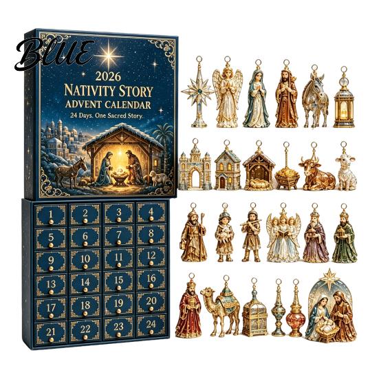 Scatola Giornaliera per Conto alla Rovescia Giorno Calendario dell'Avvento Dicembre Presepe 2026 24 con Regalo Pz Figure Religiose in Acrilico 2D
