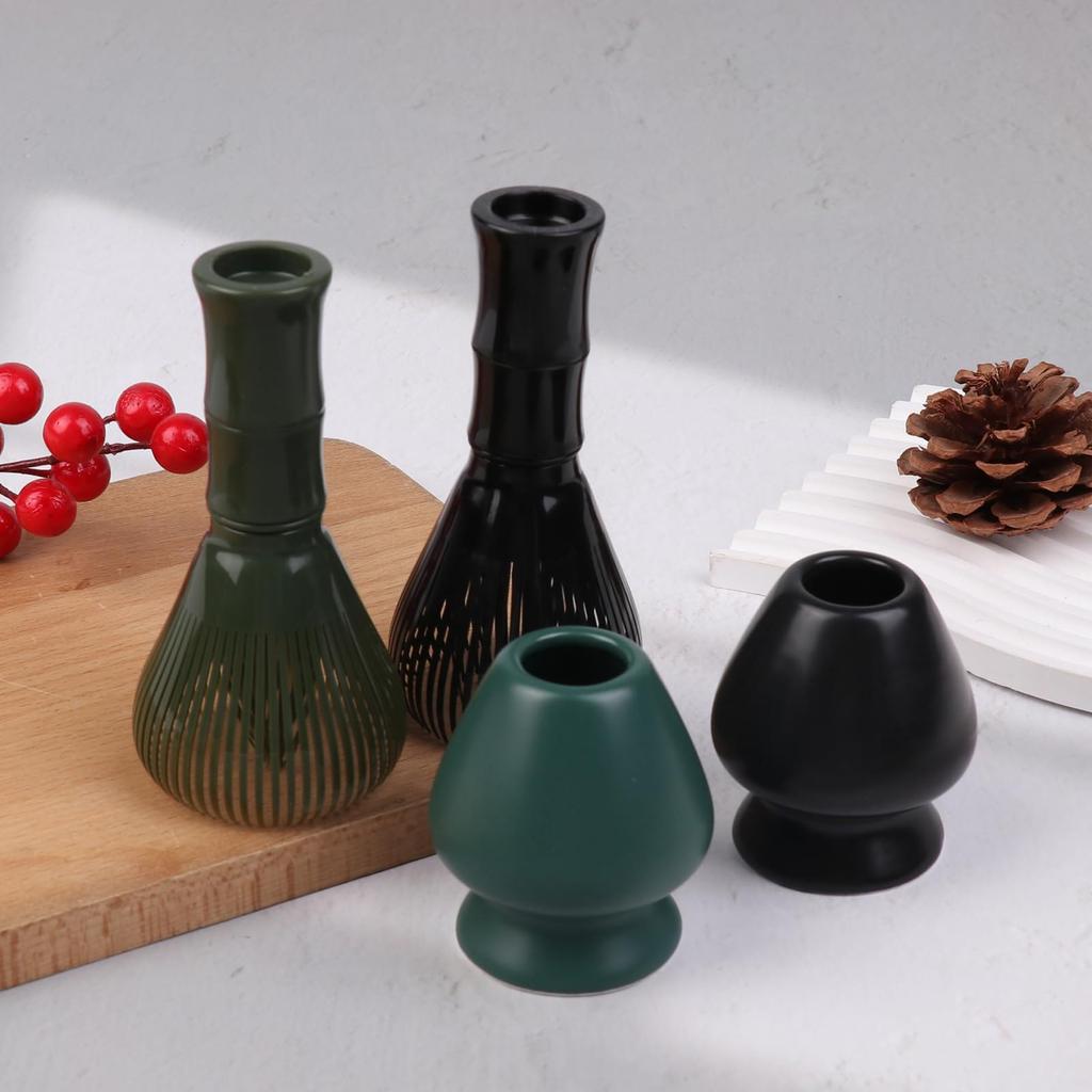 Two-Piece Tea Ceremony Utensil Set ABS Matcha Whisk, Plastic Chasen, and Chasen Whisk, Quick-Drying, Matcha Whisk for Tea Ceremony (Green)