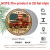 2D Flat - 1Pc Round Aluminum Hanging Sign, Vintage Decorative Plaque about American Flag Trucks, "American Patriotism" Decorative Sign, Suitable for