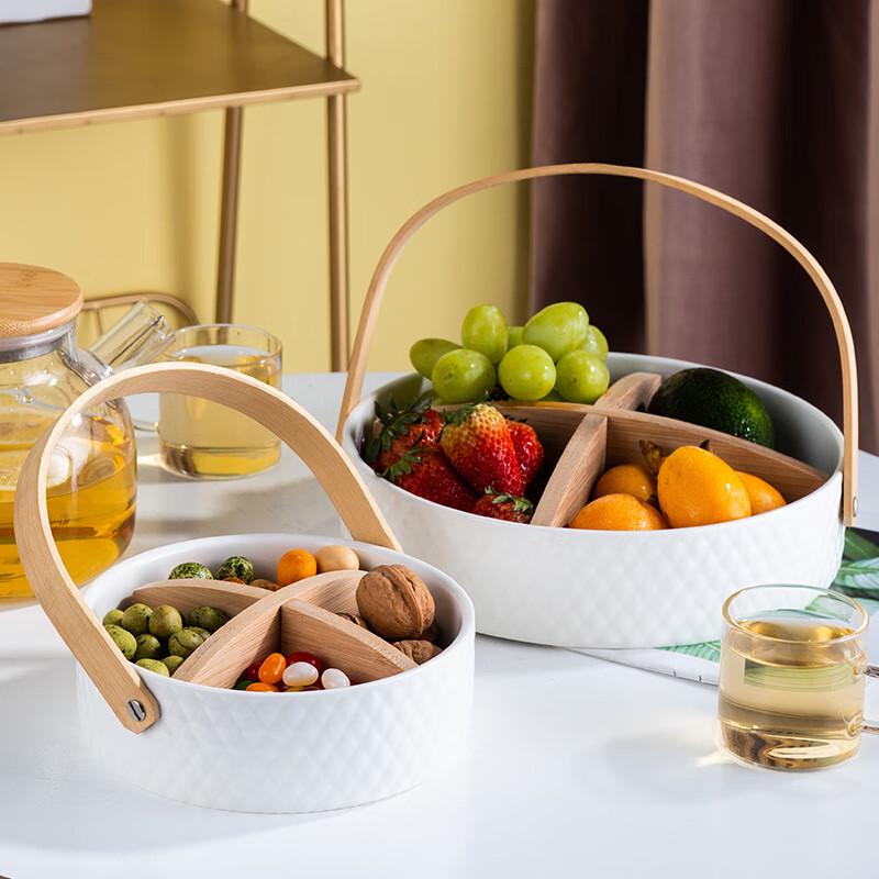 European Style Ceramic Handled Divided Fruit Plate