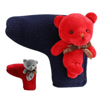 Cute Bear Knitted Golf Head Cover for Putter Blade Golf Putter Protector Red Blue White