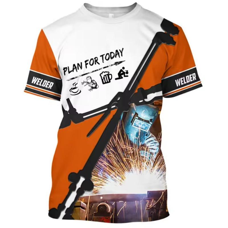 Fashion 3D Print T Shirt Men Electrician Uniform Leisure O-neck Oversized T-shirt Vintage Hip Hop Harajuku Short Sleeve Tops