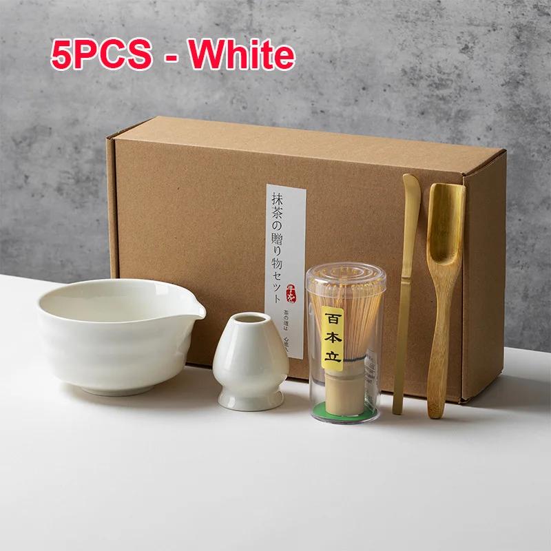 4 5 6 PCS Bamboo Matcha Whisk Set Ceramic Tea Bowl Traditional Japanese Tea Making Tools Home Kitchen Accessories Gift