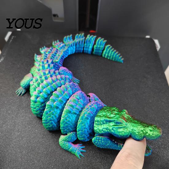 3D Printed Fidget Animal Crocodile Toy, Articulated Figurine, Realistic Flexible Party Favors for Children Reptile Sensory Desk Ornament Stress Relief