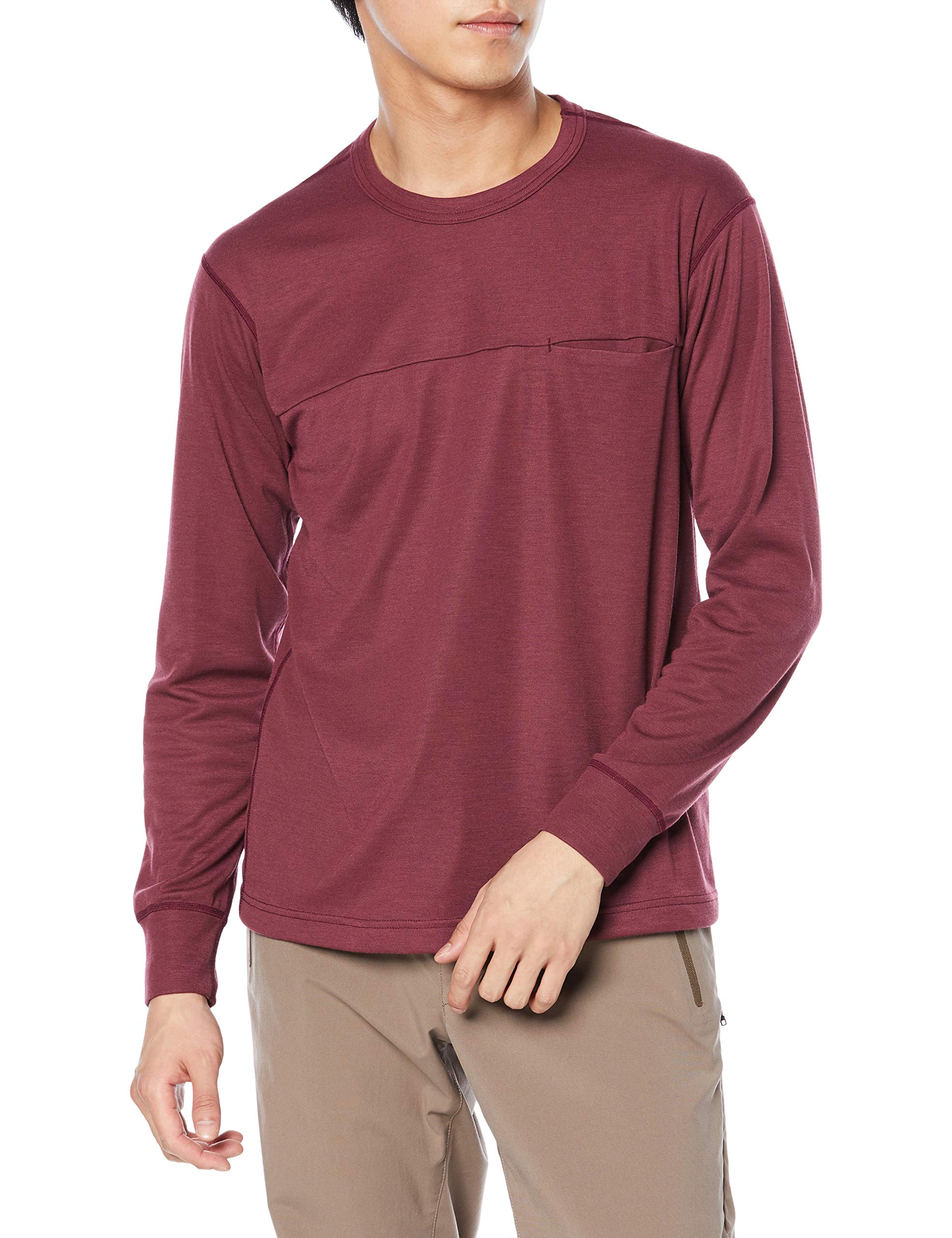 

Outdoor Travel Wear Wool Light Inner Pocket Crew Neck Shirt B2MA0541 Tawny Port Red Japan M to Japanese Size [Mizuno] Men s (Equivalent M)