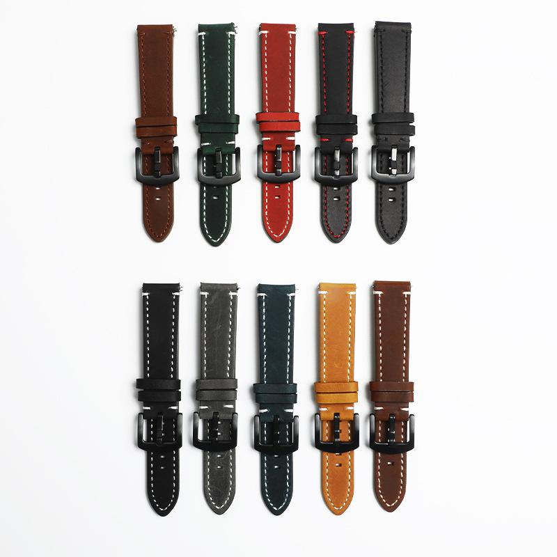 Retro Crazy Horse Leather Smart Strap 18mm20mm22mm First Layer Cowhide Real Cowhide Switch Quick Removal