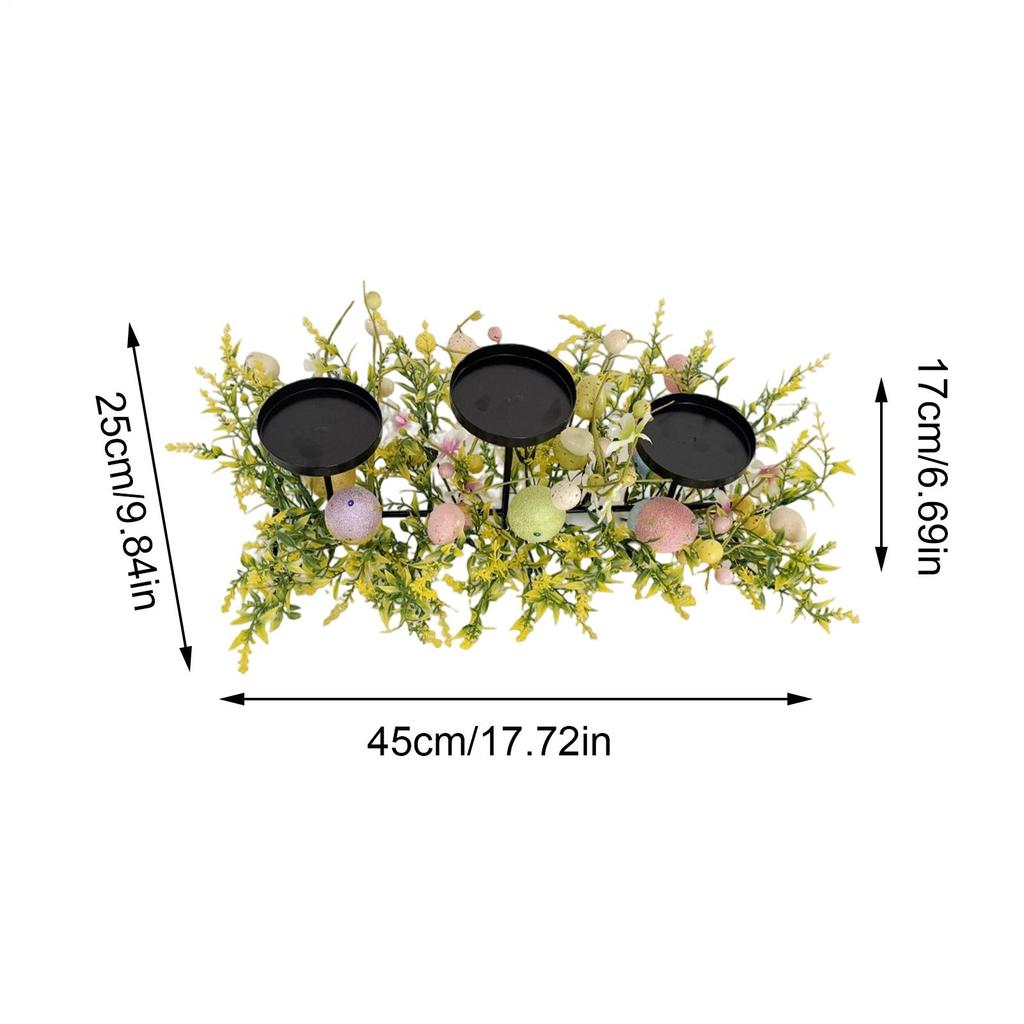Easter Candle Holder 3-Tray Spring Metal Colorful Egg Desktop Decoration Table Iron Candle Holder Decor For Dining Living Room