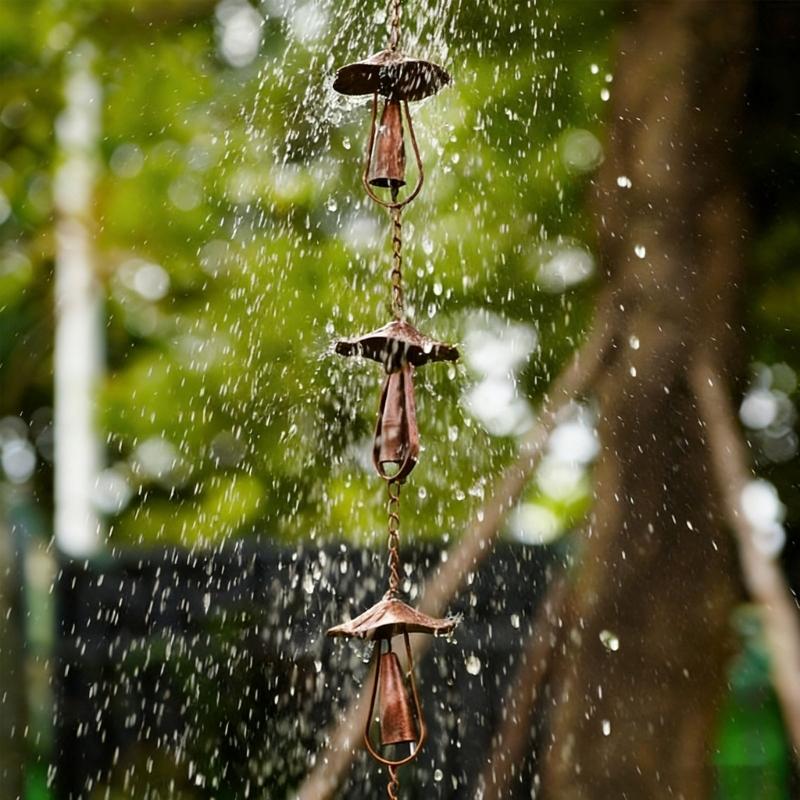 IJzeren Paddenstoel Regenketting, Handgemaakte Metalen Regenafleider voor Dakgoten, Decoratieve Buiten Regenketting Vervanging voor Regenpijpen, Tuin Terras Tuin Kunst