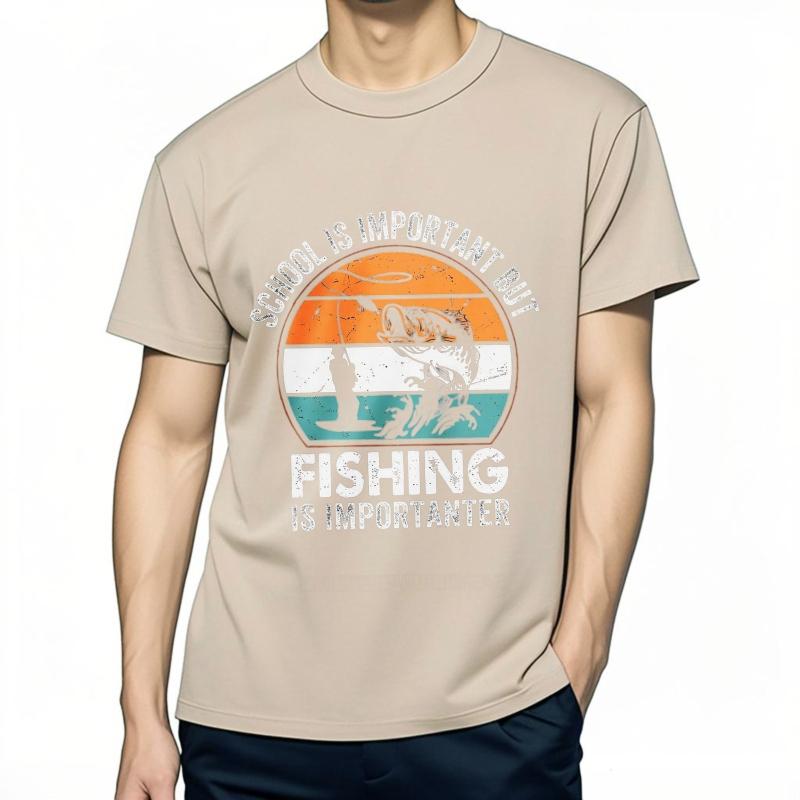 men brand tshirt Black summer Women t shirt School Is Important But Fishing Is Importanter Short Sleeve Printed ONeck tees