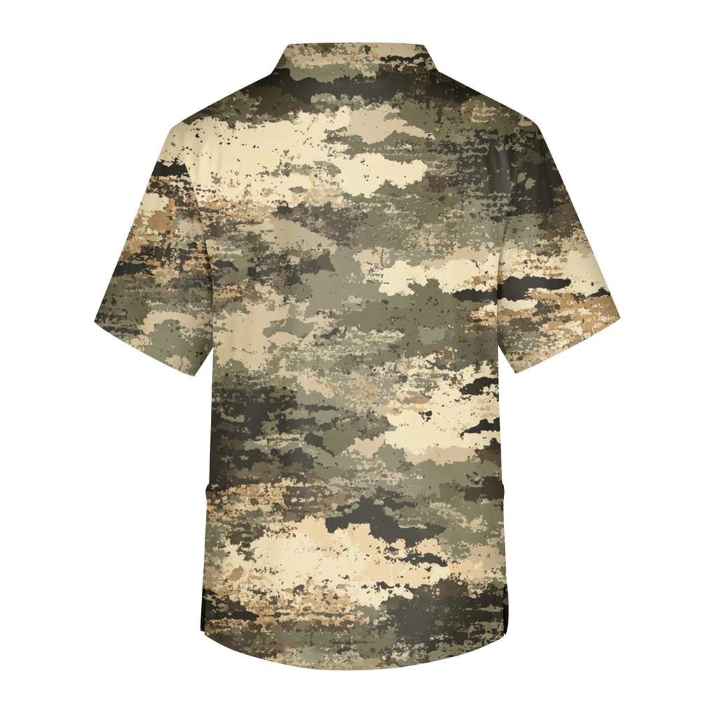 Bedrucktes kurzärmliges Herren-Arbeitsbluse mit V-Ausschnitt und Brusttasche für Pfleger