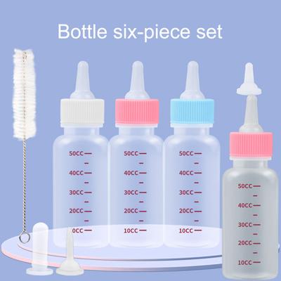 Yousheng 6Pcs 50ml Pet Milk Bottle Bite Resistant Clear Scale Puppy Kitten Feed Bottle Pet Cat Dog Feeder Pet Supplies