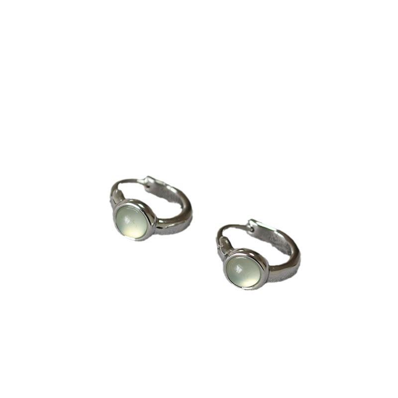 Japanese Retro Minimalist Brass Gold-Plated Agate Stone Earrings