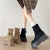 Queen Fan Explosive Retro Thick-soled Heightening Martin Boots Women's 2025 New Autumn Thin Western Short Boots