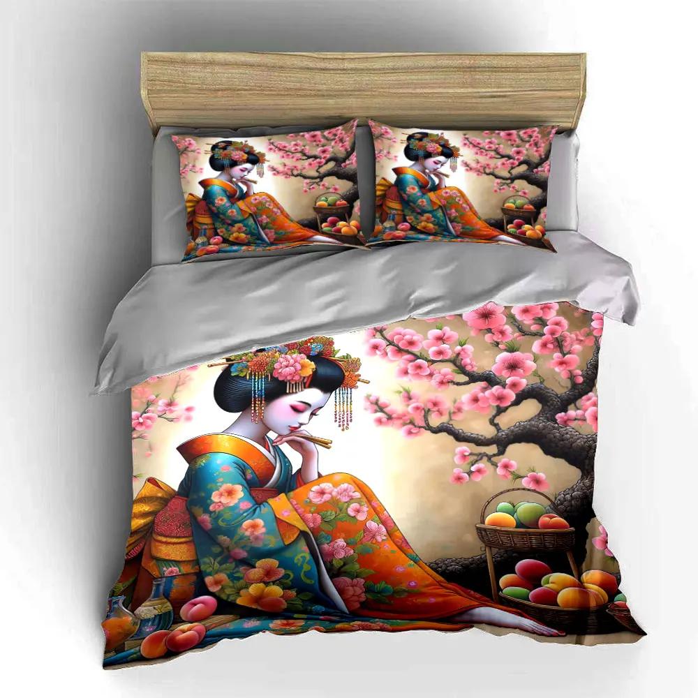 "Japanese Decor Set Cherry Blossoms" Soft Comfortable Duvet Cover Bedding Set Included 1*Duvet Cover & 2*Pillowcases gift
