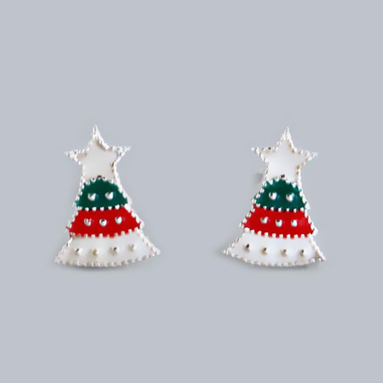 

Pentagram Christmas Tree Stud Earrings - Korean Style Cute Mini Autumn/Winter Decor