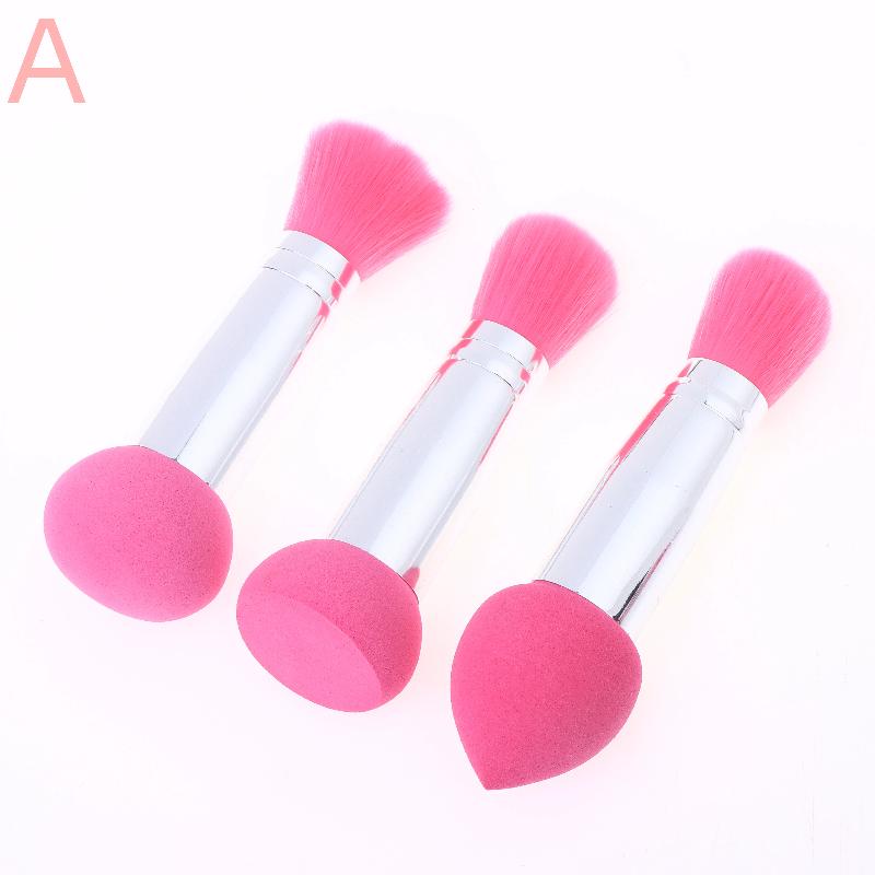 3 Pcs 2 In1 Double-Head Sponge Head Mini Portable Makeup Brush Fluffy Blush Brush Ladies Beauty Tool