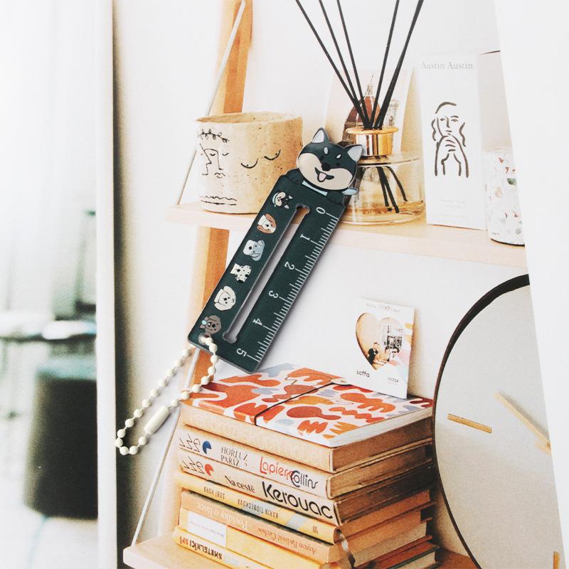 Cute Cartoon Animal Cat Dog Ruler Mini 5cm Portable Stationery Ruler Pendant Backpack Charm Student Prize Student Reward Gifts