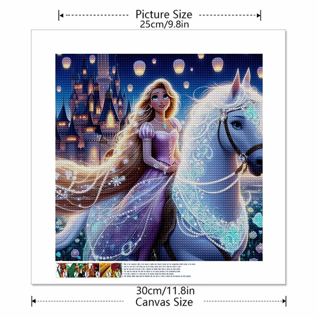 5D DIY Diamond Painting Decorative White Horse and Princess Full Round Drill Scenery Diamond Embroidery Cross Stitch Kits Home Decor Gift