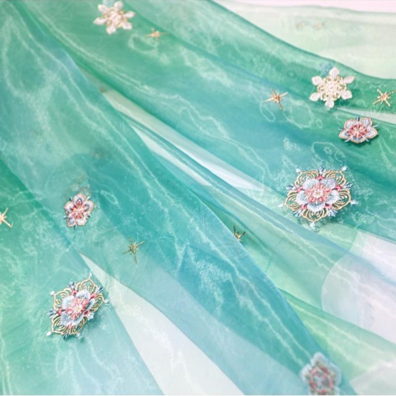 Snowflake Flower Embroidery Fabric DIY Hanfu Ancient Style Cheongsam Summer Skirt Children Clothing Baby Clothe Designer Fabric