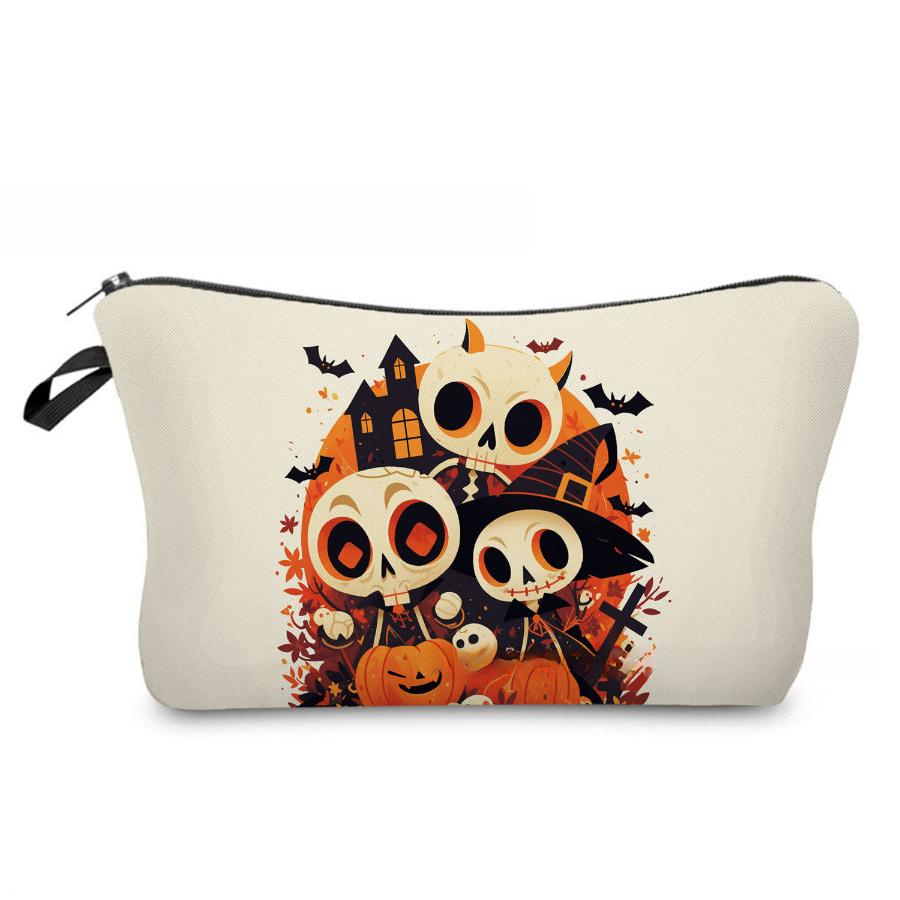 Women Skeleton Print Cosmetic Bag Toiletries Organize Travel Storage Case 6963 KTB